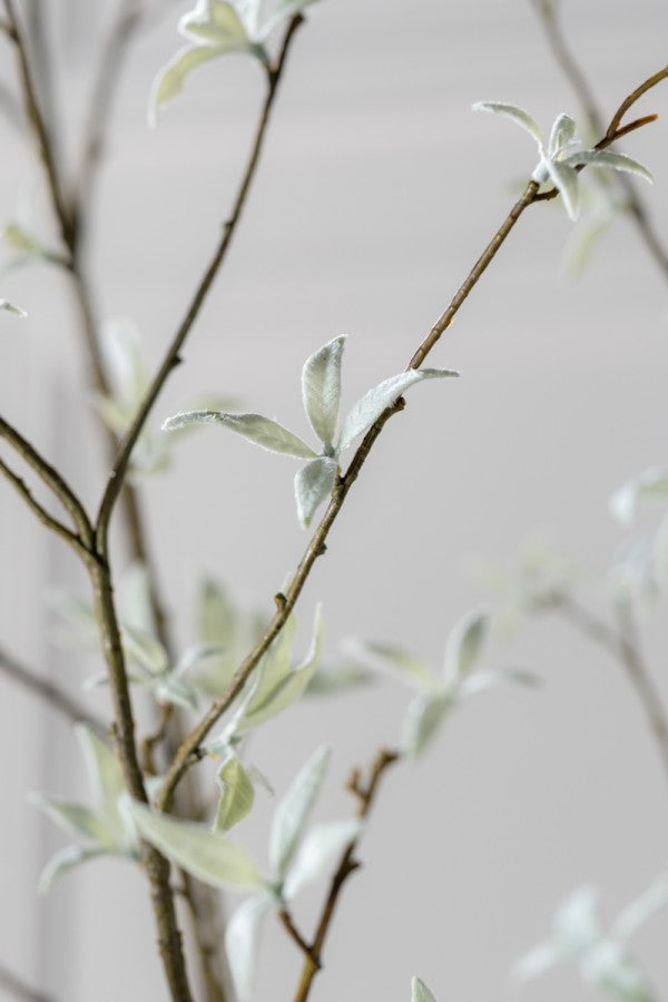 Silk-ka, Blattzweig weiss/grau, 82 cm
