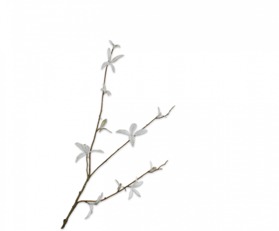 Silk-ka, Blattzweig weiss/grau, 82 cm
