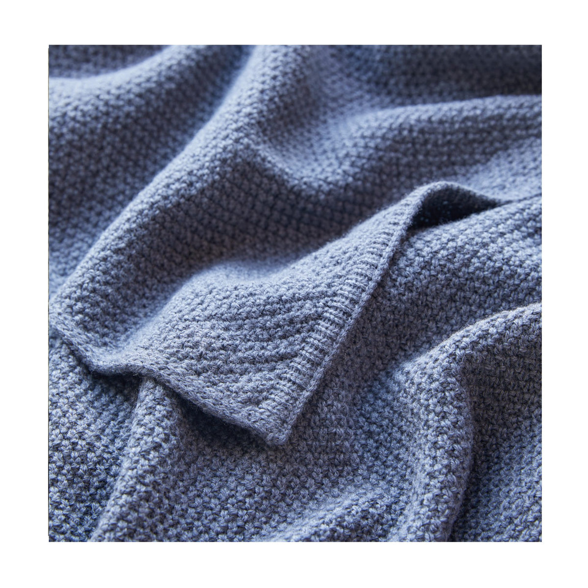LUIZ, Merinowoll-Decke Rice, 140x200, navy